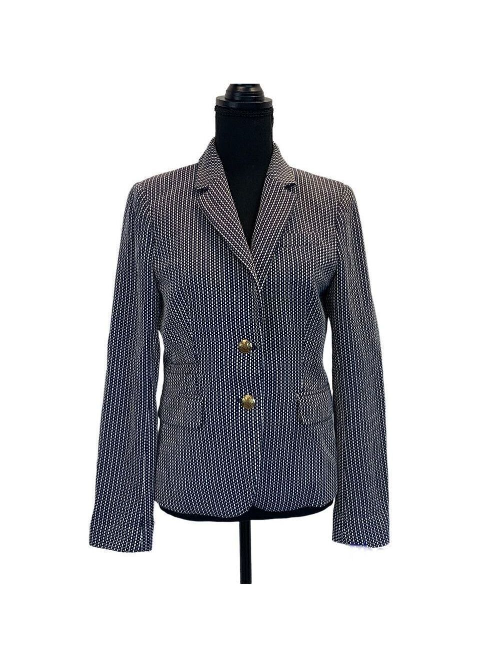 J. Crew navy white printed schoolboy blazer Sz 6
